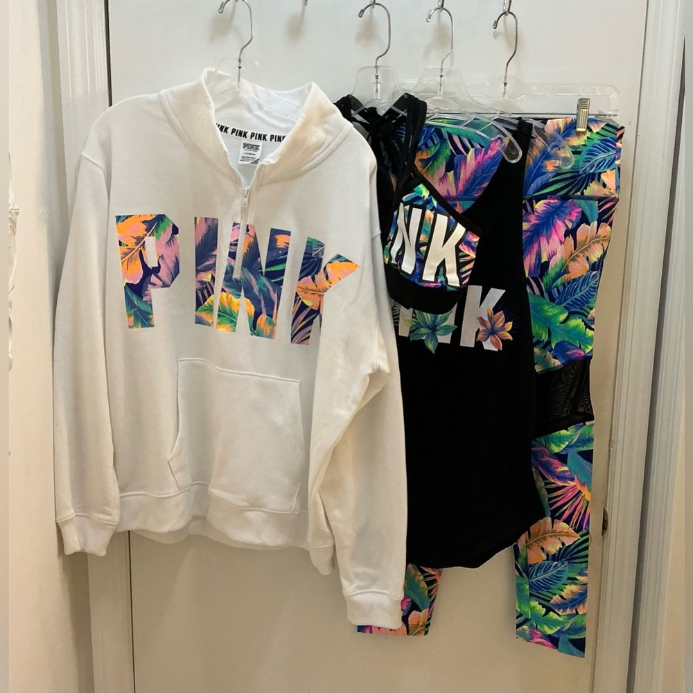 NWT Colorful PINK Hoodie and Leggings Set